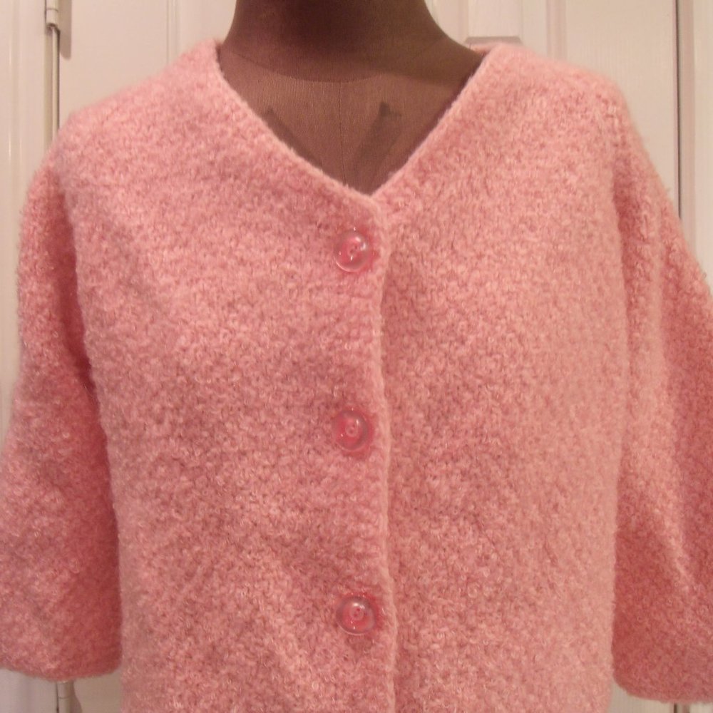 Pink Vintage Cozy Cardigan Sweater